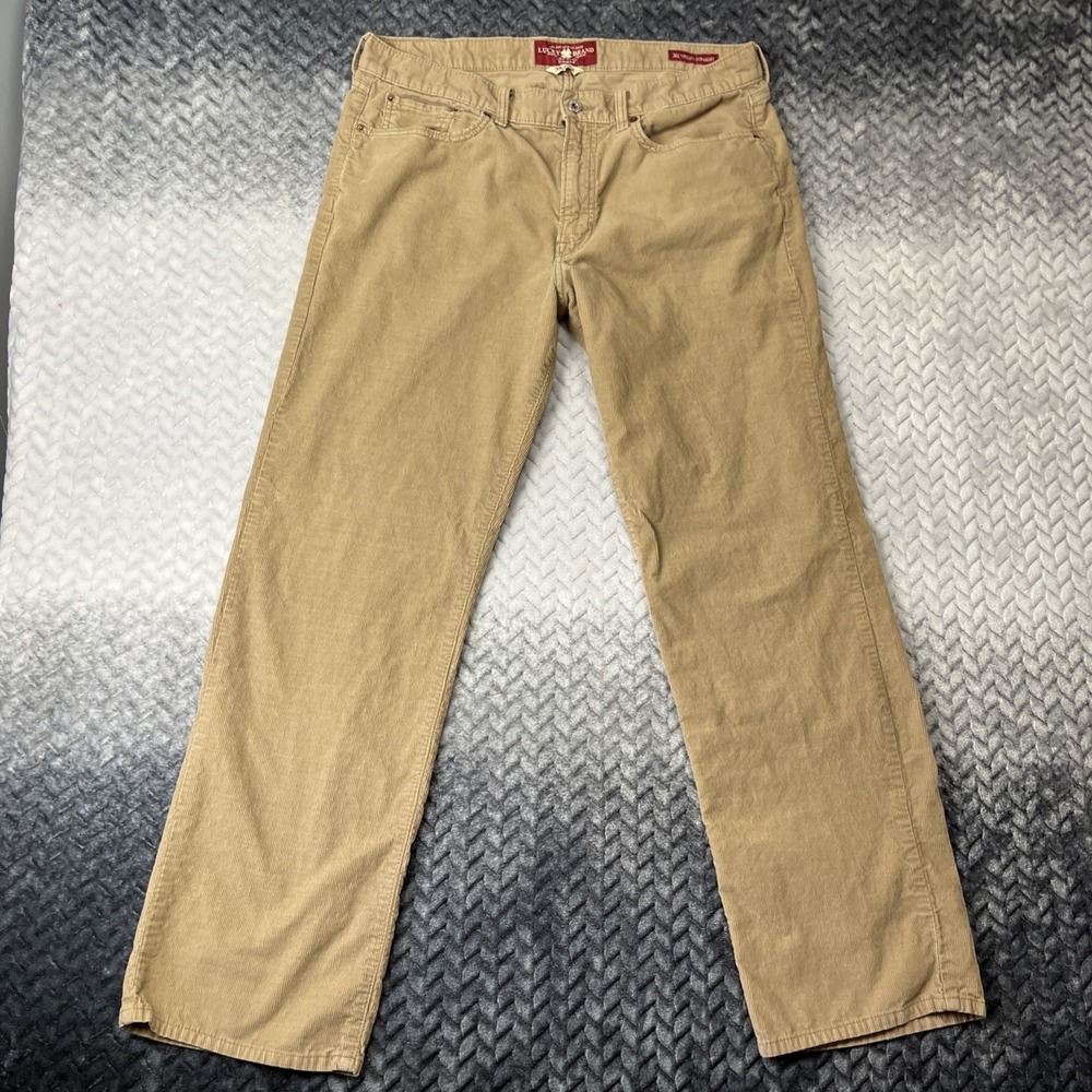Lucky Brand Corduroy Pants Mens 36x32 361 Straight Flat Front Cotton Beige